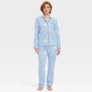 NWT Roller Rabbit x Target Floral Vines Long Sleeves Shorts Pajamas Set Blue